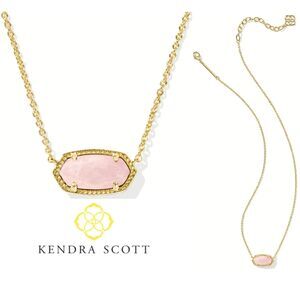NWOT Kendra Scott Elisa Rose Quartz Gold Pendant Necklace